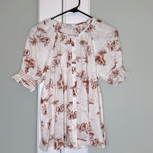 New Madewell New Smocked Button Down Top in Paradise Voile medium